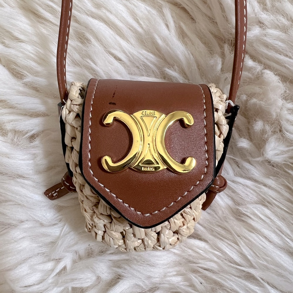 Double CC Straw AirPods bag mini crossbody bag